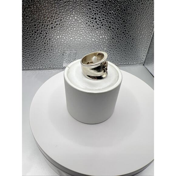 STERLING CIGAR BAND RING WITH 14K GOLD PANTHER/LION SIZE 7.5 - Picture 5 of 7